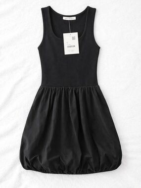 OAK + FORT Black bubble Dress size S NWT